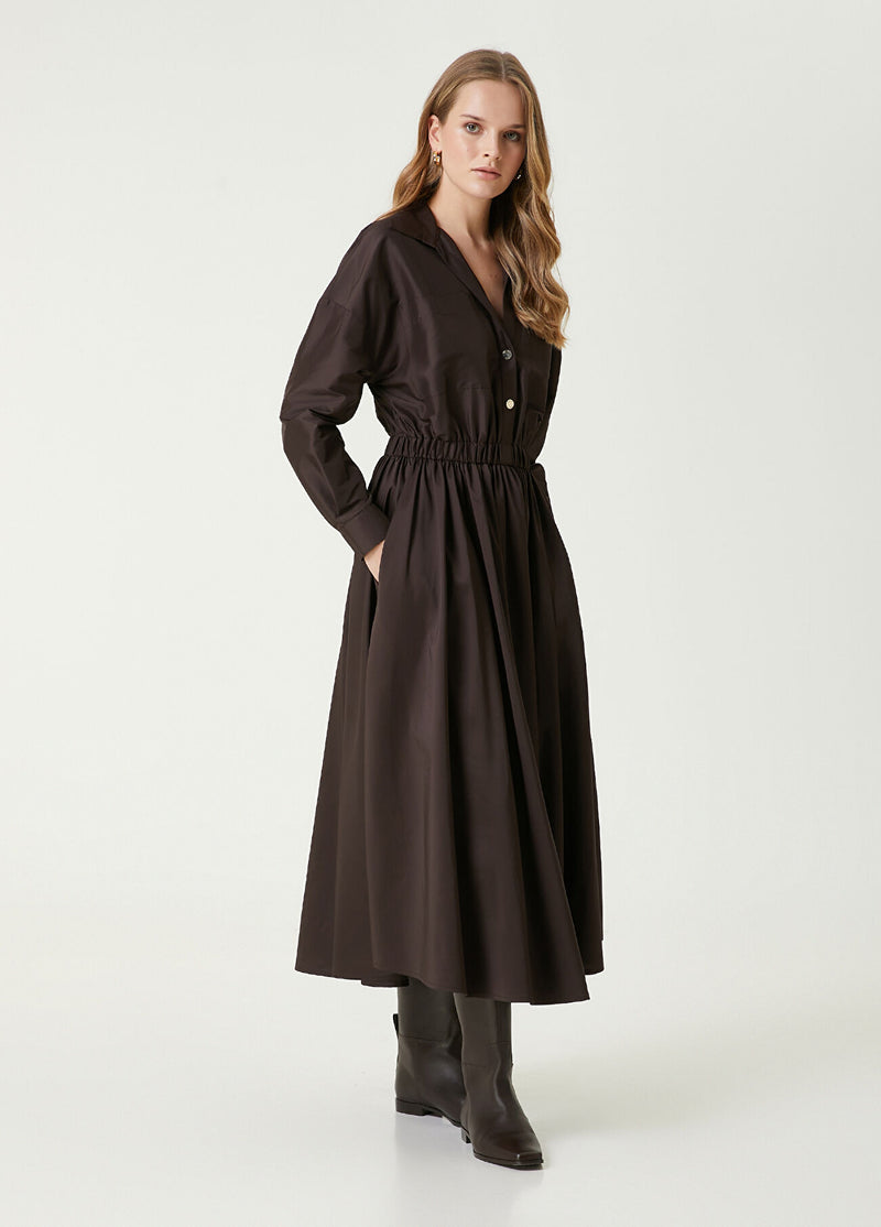 Beymen Club Midi Taffeta Dress Brown