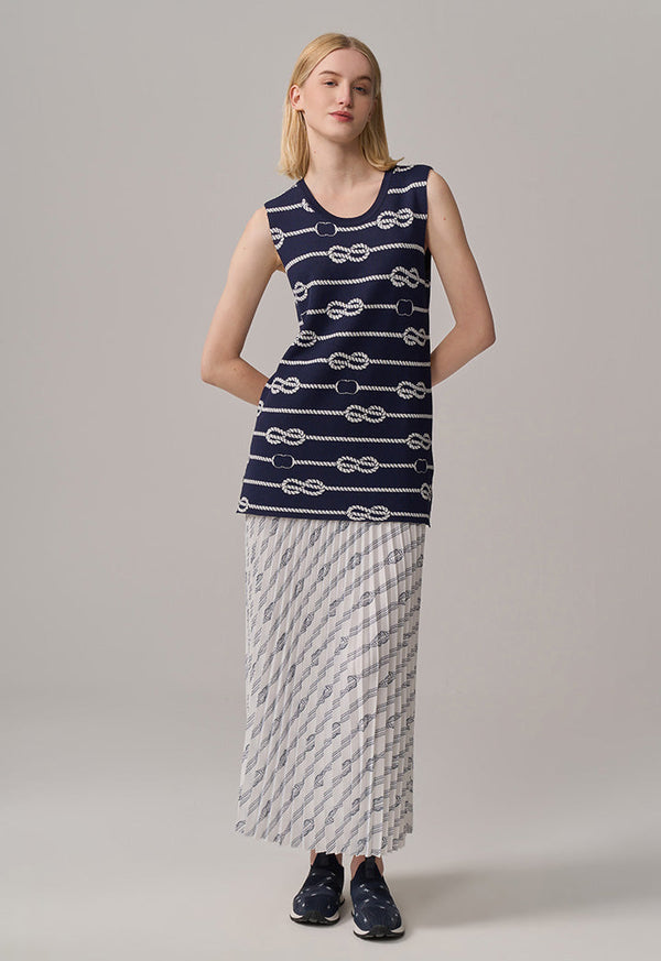 Choice Contrast Knitted Sleeveless Top Navy