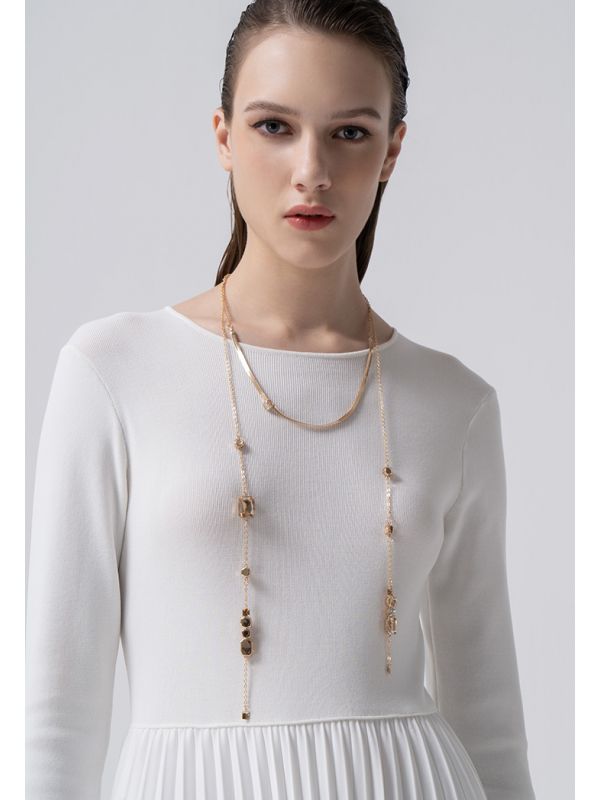 Choice Rhinestones Embellished Modern Necklace Gold