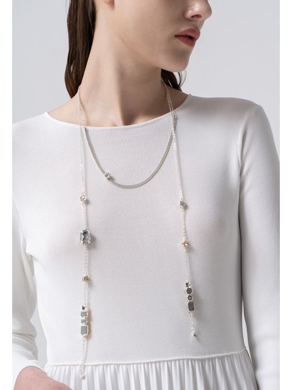 Choice Rhinestones Embellished Modern Necklace Silver