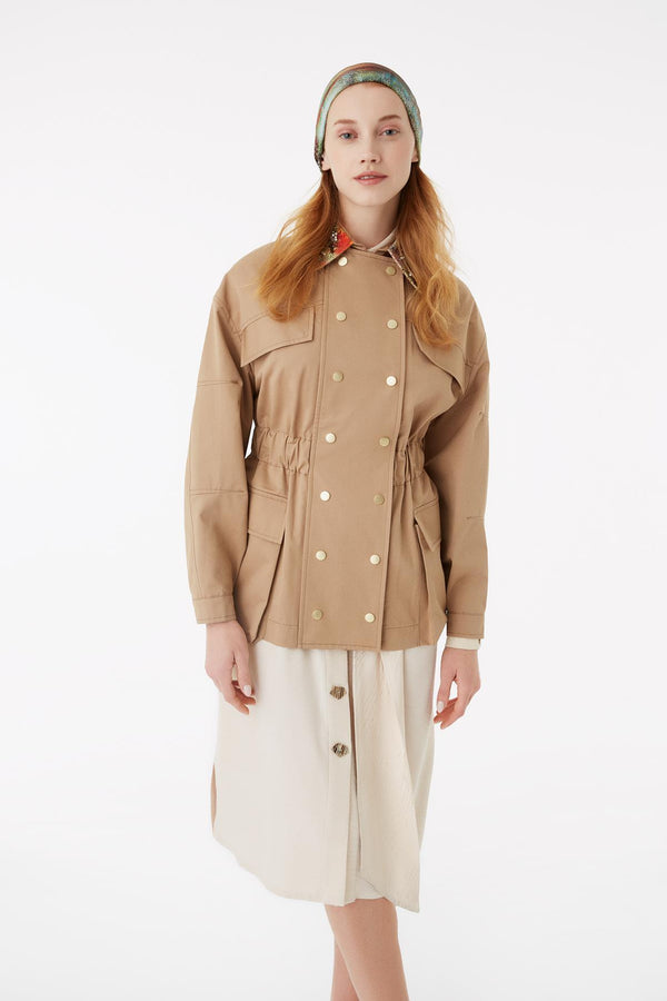 Exquise Jacket Classic Zipper Camel - Wardrobe Fashion