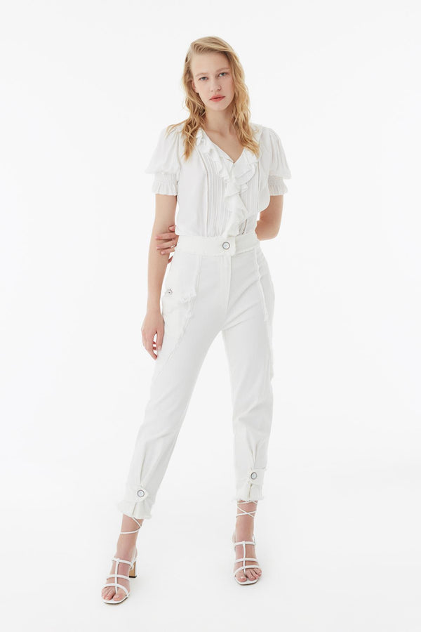 Exquise Blouse Pleat S/Sl Off White - Wardrobe Fashion