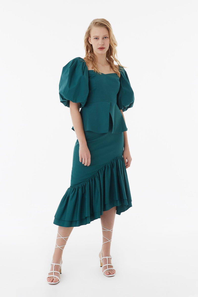 Exquise Blouse Short Wide Sleeve Green - Wardrobe Fashion
