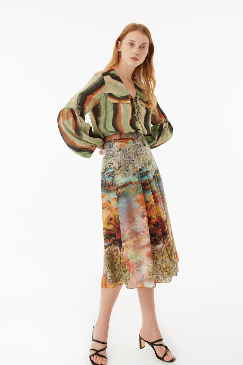 Exquise Blouse Stripe L/Sl Print - Wardrobe Fashion