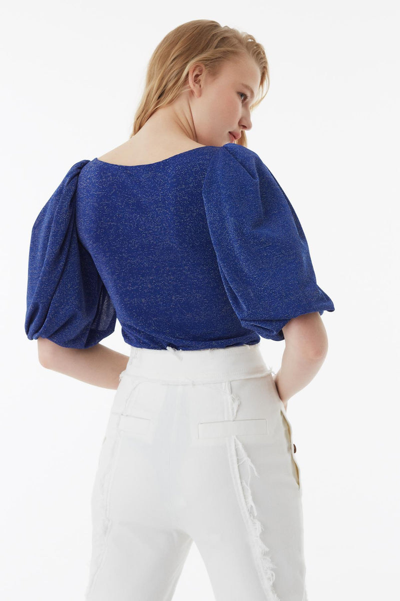 Exquise Blouse Short L/Sl Blue - Wardrobe Fashion