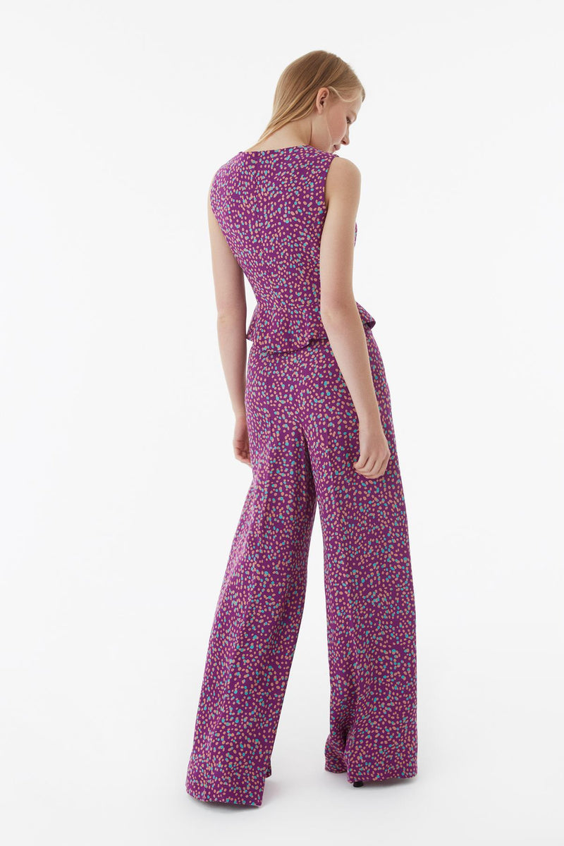 Exquise Trouser Paisley Print Purple - Wardrobe Fashion