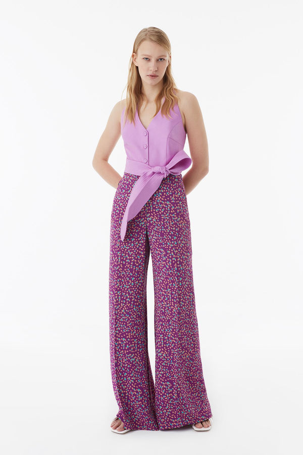 Exquise Trouser Paisley Print Purple - Wardrobe Fashion