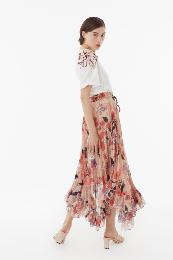 Exquise Skirt Pleat Print Print - Wardrobe Fashion