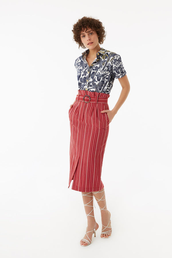 Exquise Skirt Stripe Red - Wardrobe Fashion