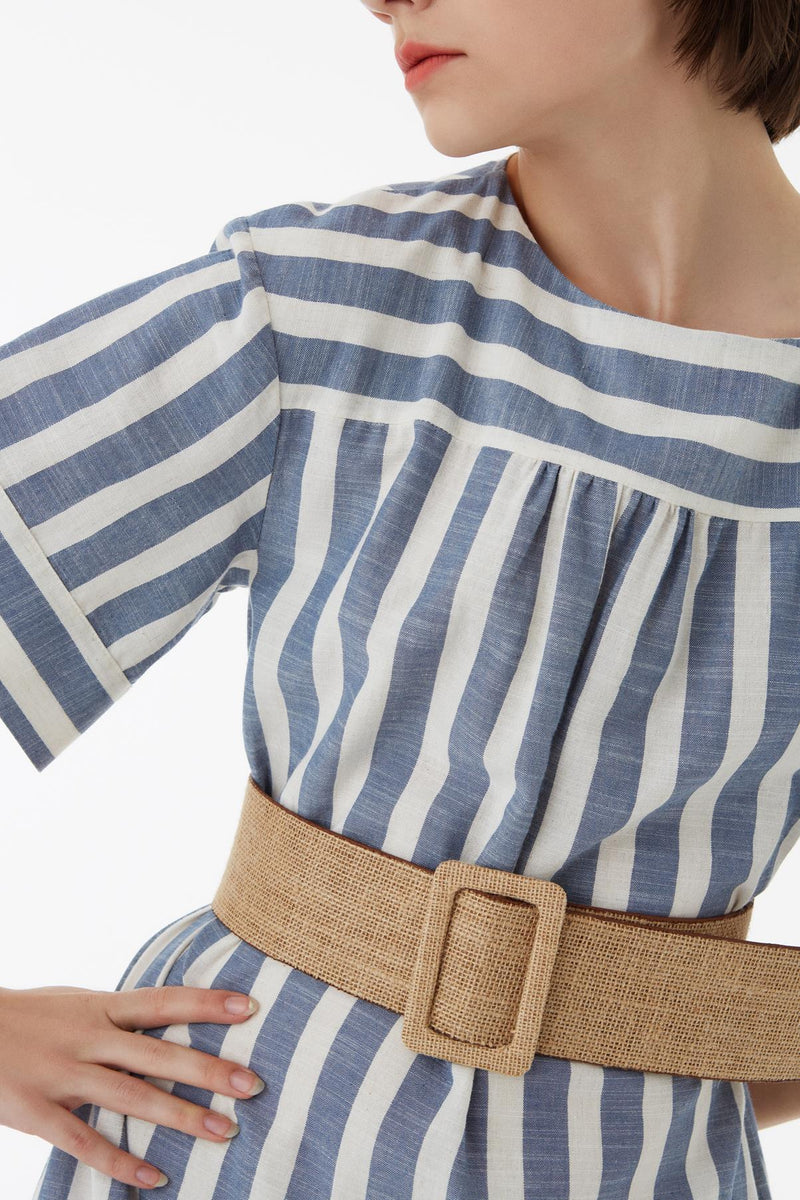 Exquise Dress Stripe S/Sl Print - Wardrobe Fashion