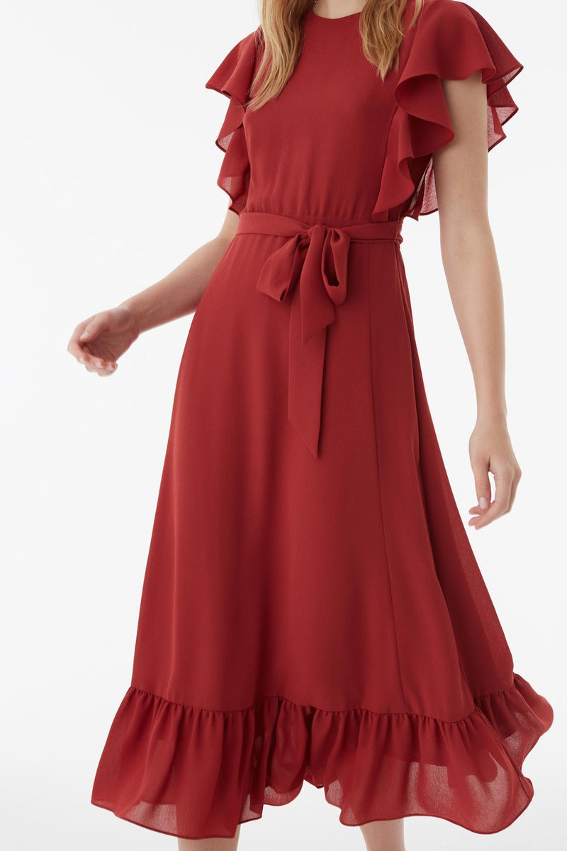 Exquise Dress Fluid N/Sl Red - Wardrobe Fashion