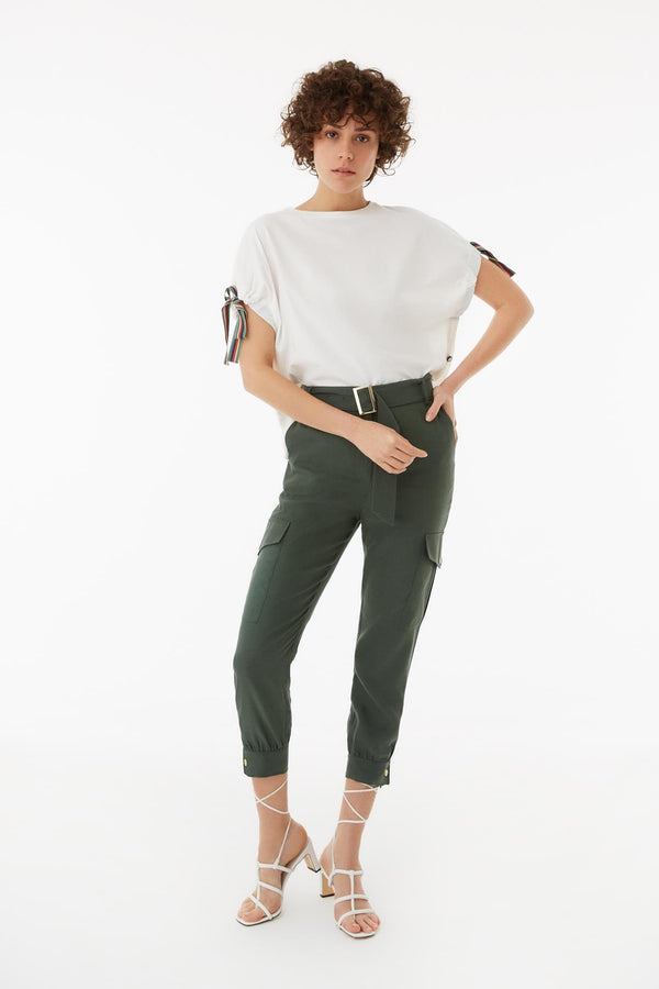 Exquise T-Shirt Fluid Strap Sleeve White - Wardrobe Fashion