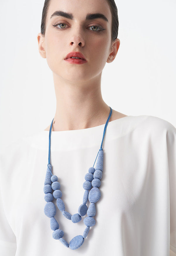 Choice Rope Detail Necklace With Tassel Blue