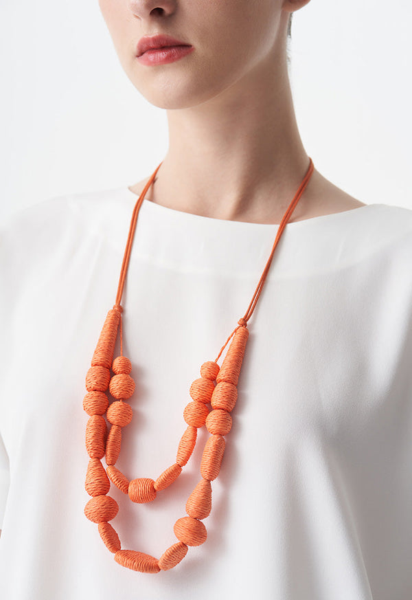 Choice Rope Detail Necklace With Tassel Orange