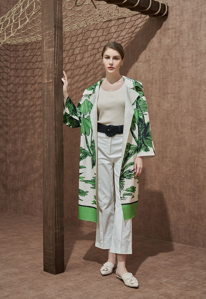 Choice Printed Outerwear With Belt Green Print