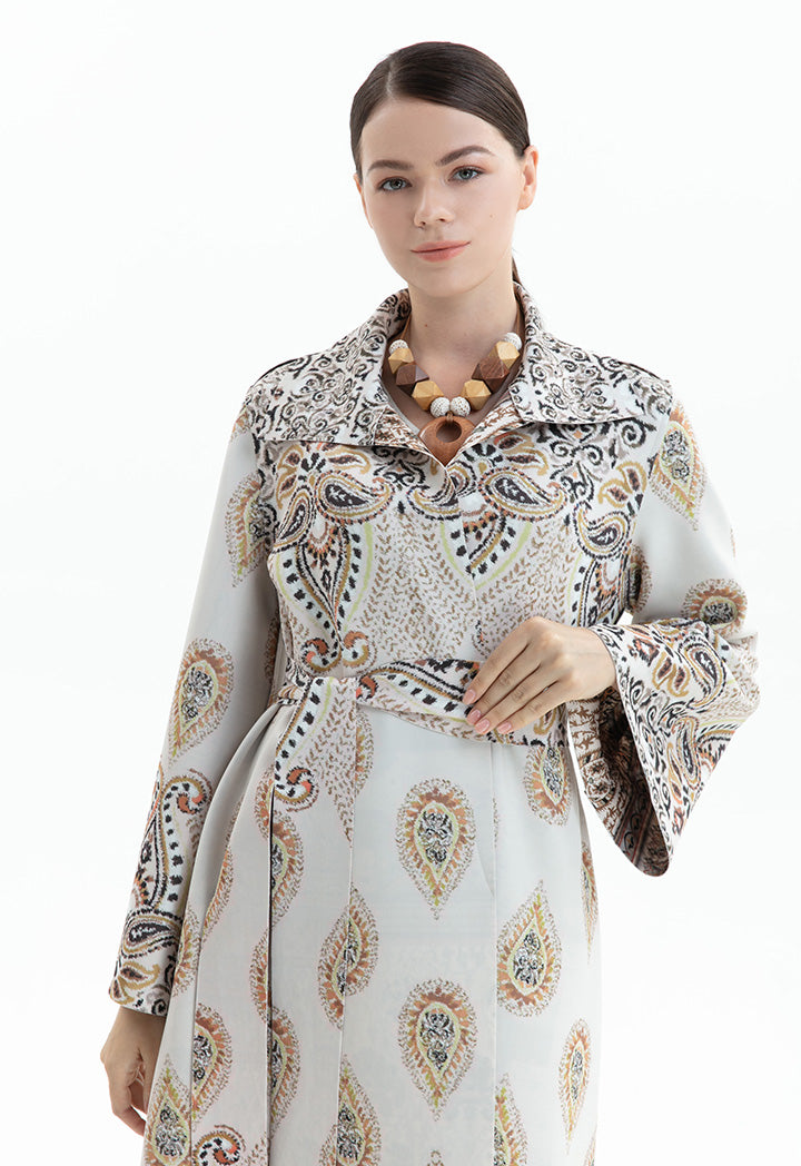 Choice Printed Belted Outerwear Print