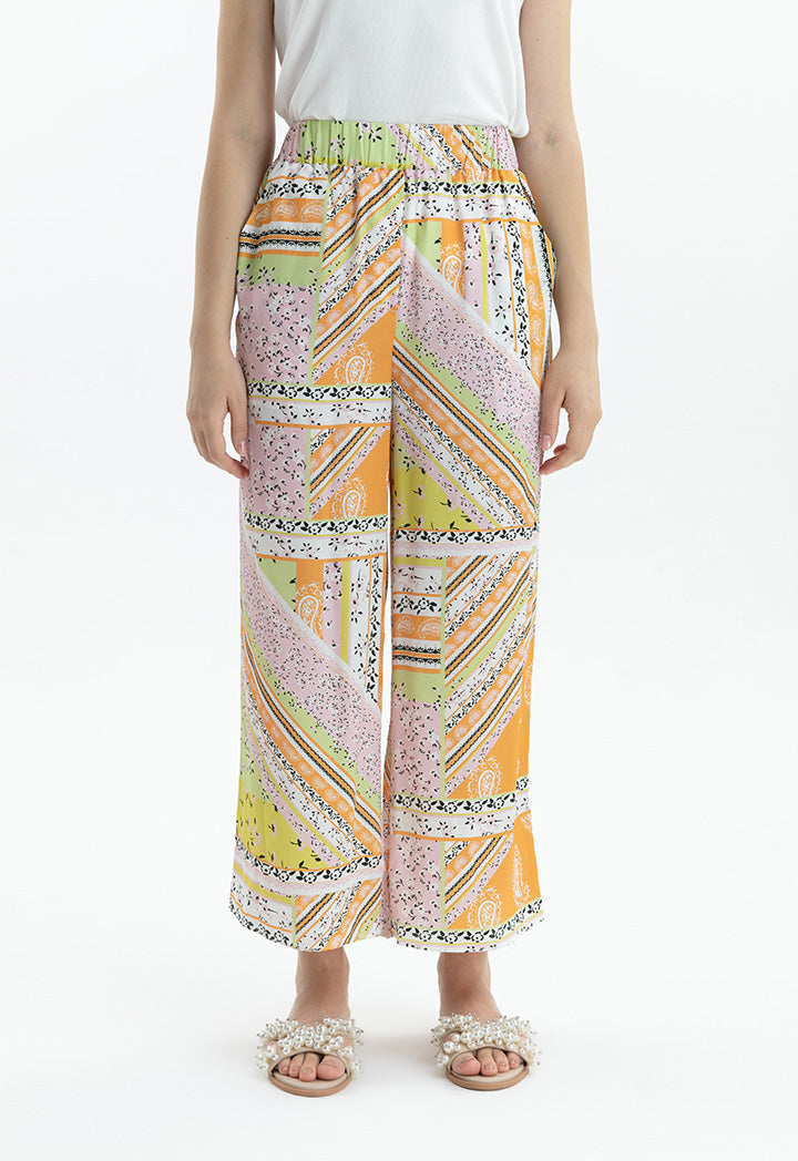 Choice Textured Disty Printed Trousers Multi Color