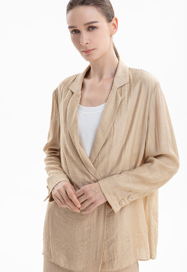 Choice Solid Double Breasted Blazer Sand Beige