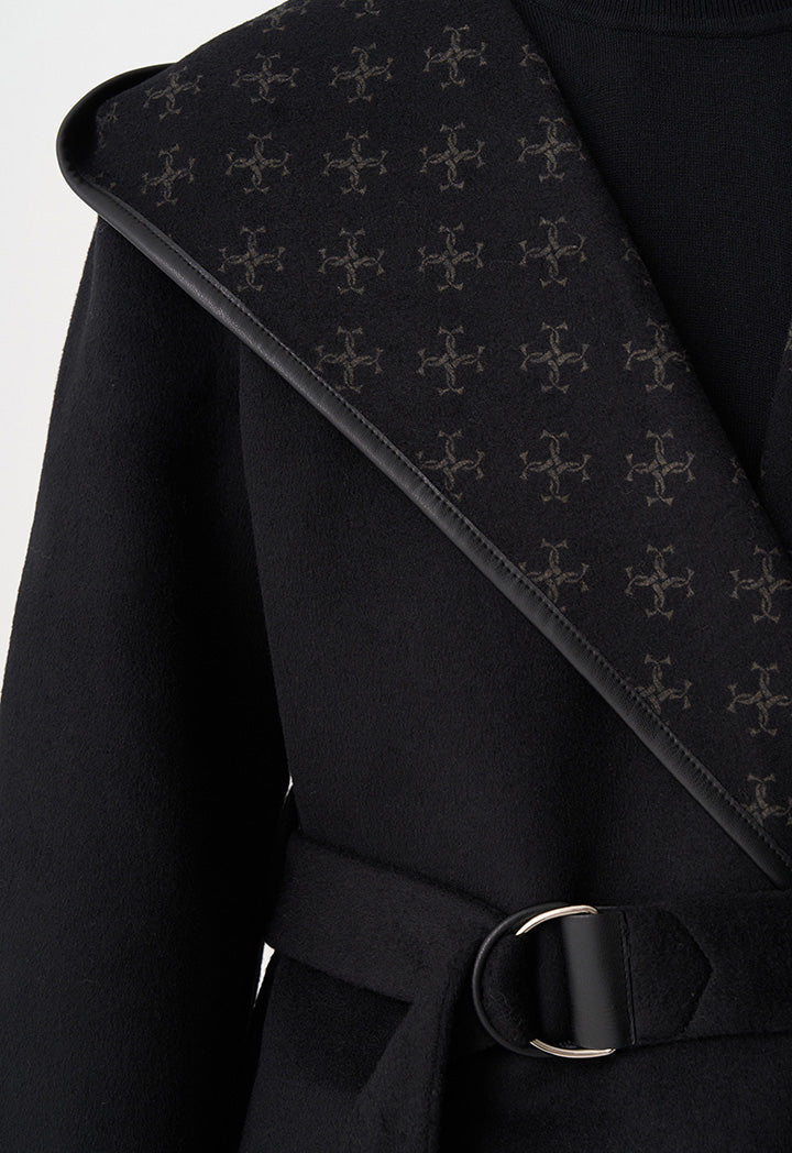Choice Reversible Monogram Long Sleeves Belted Jacket Black