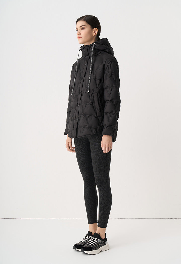 Choice Solid Quilted Hooded Jacket Black