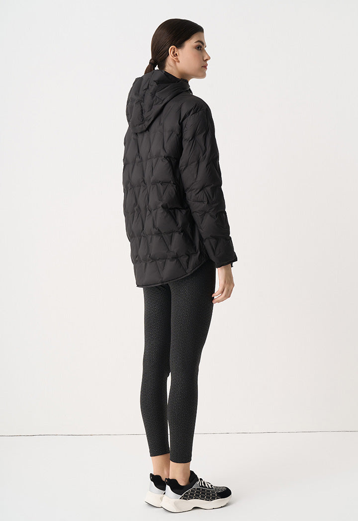 Choice Solid Quilted Hooded Jacket Black