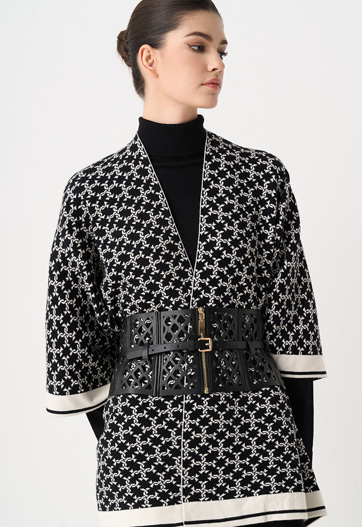 Choice Open Two Toned Winter Poncho Black