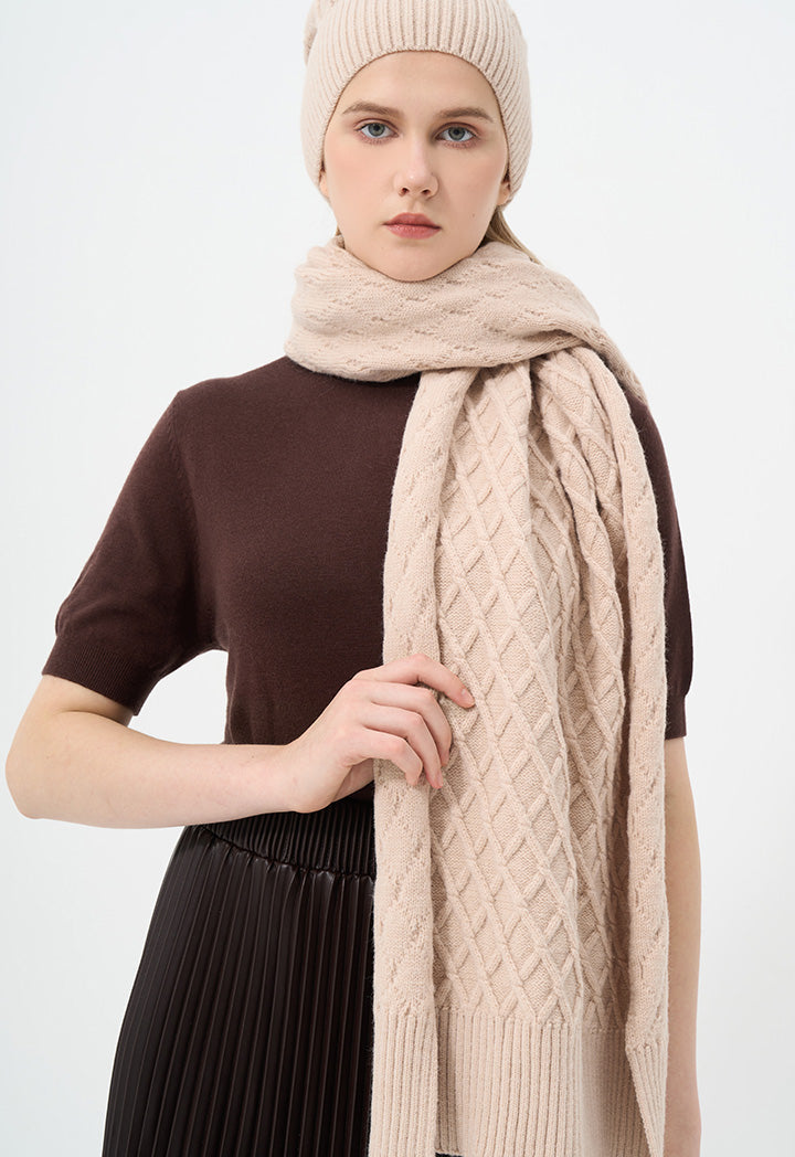 Choice Crisscross Knitted Scarf Beige