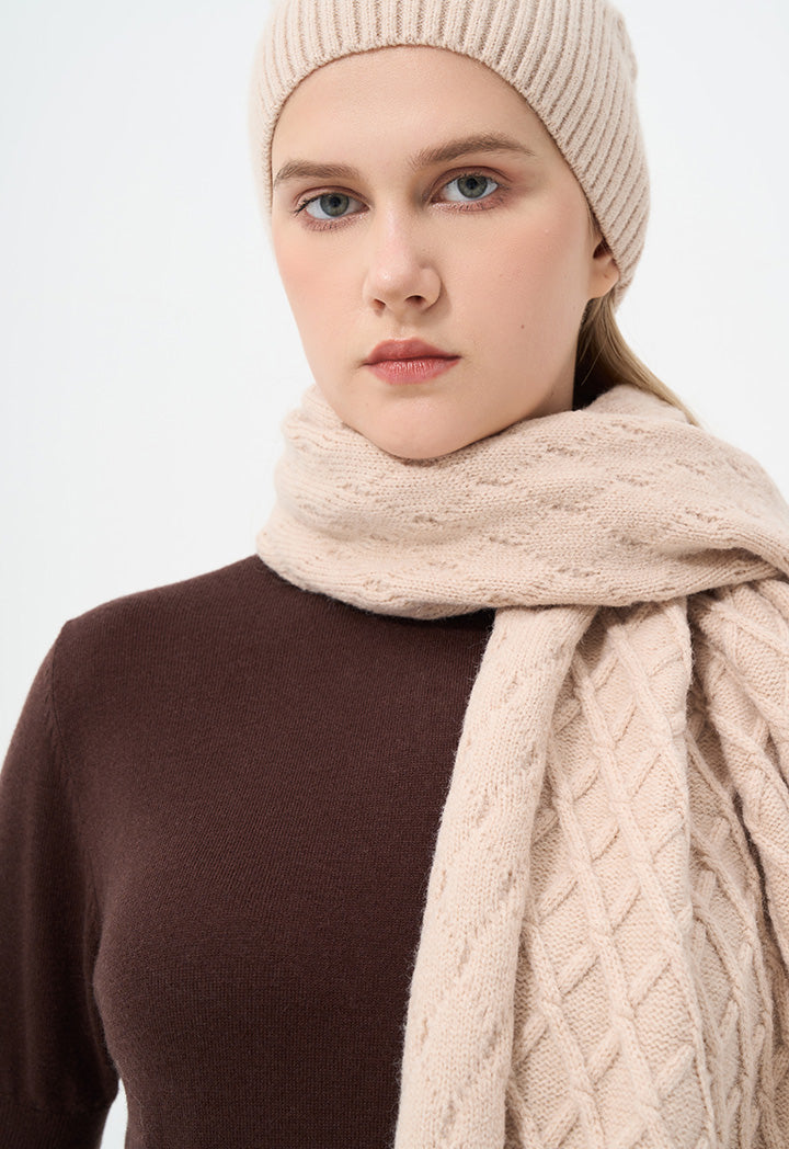 Choice Crisscross Knitted Scarf Beige