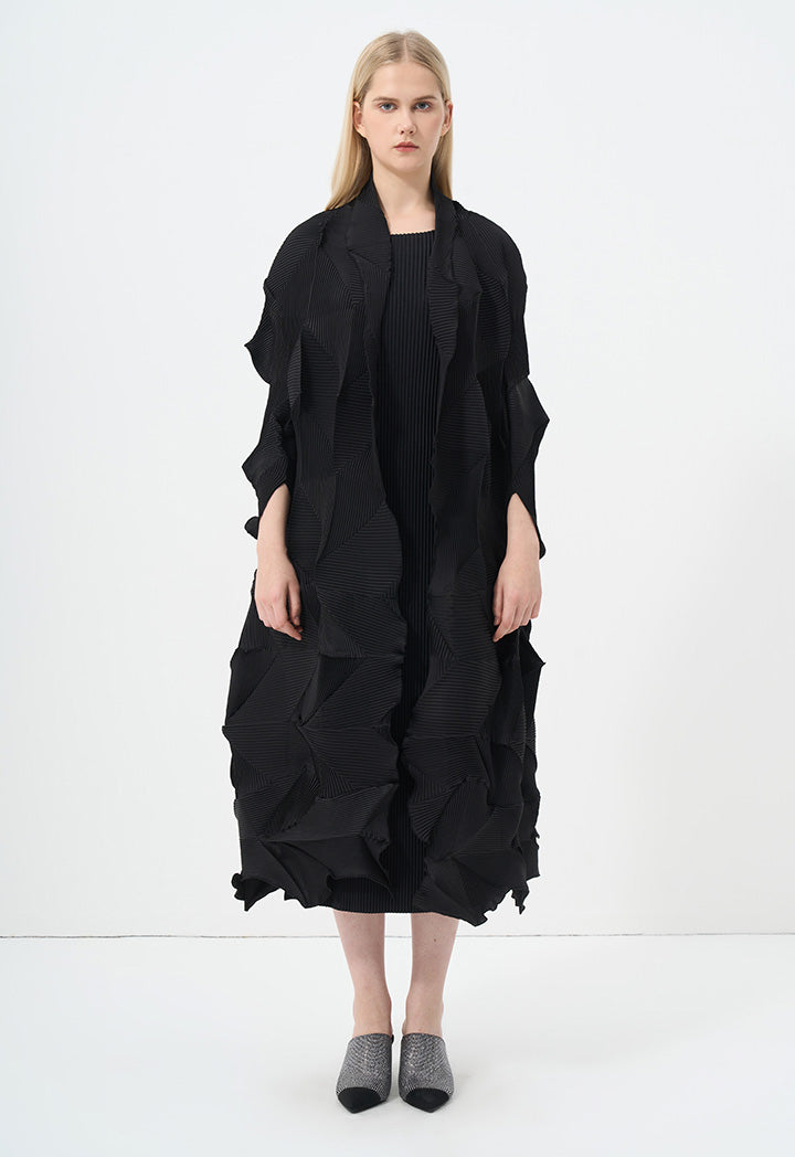 Choice Solid Pleated Maxi Jacket Black