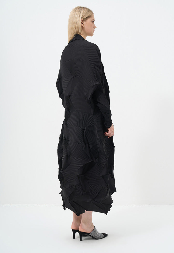 Choice Solid Pleated Maxi Jacket Black