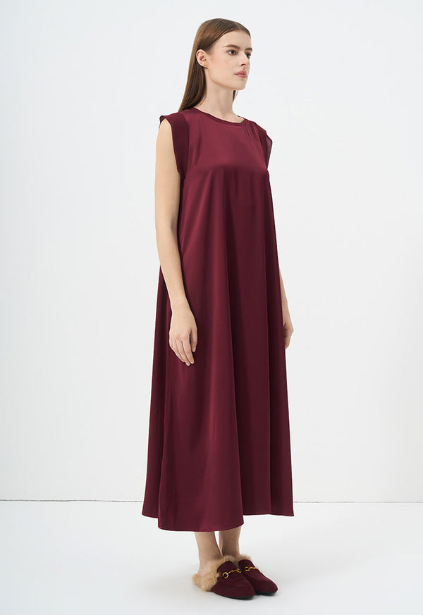 Choice Solid Sleeveless Dress Burgundy