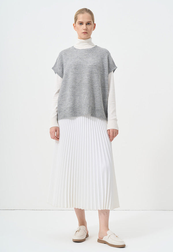 Choice Knitted Sleeveless Lurex Sweater Grey