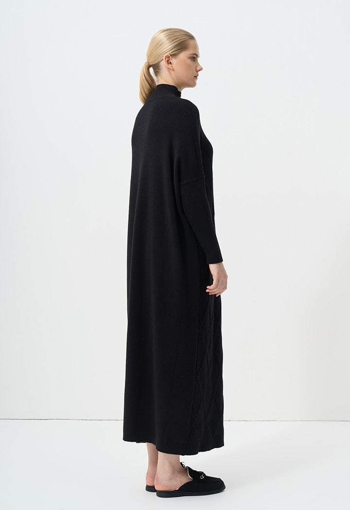 Choice High Neck Knit Maxi Dress Black