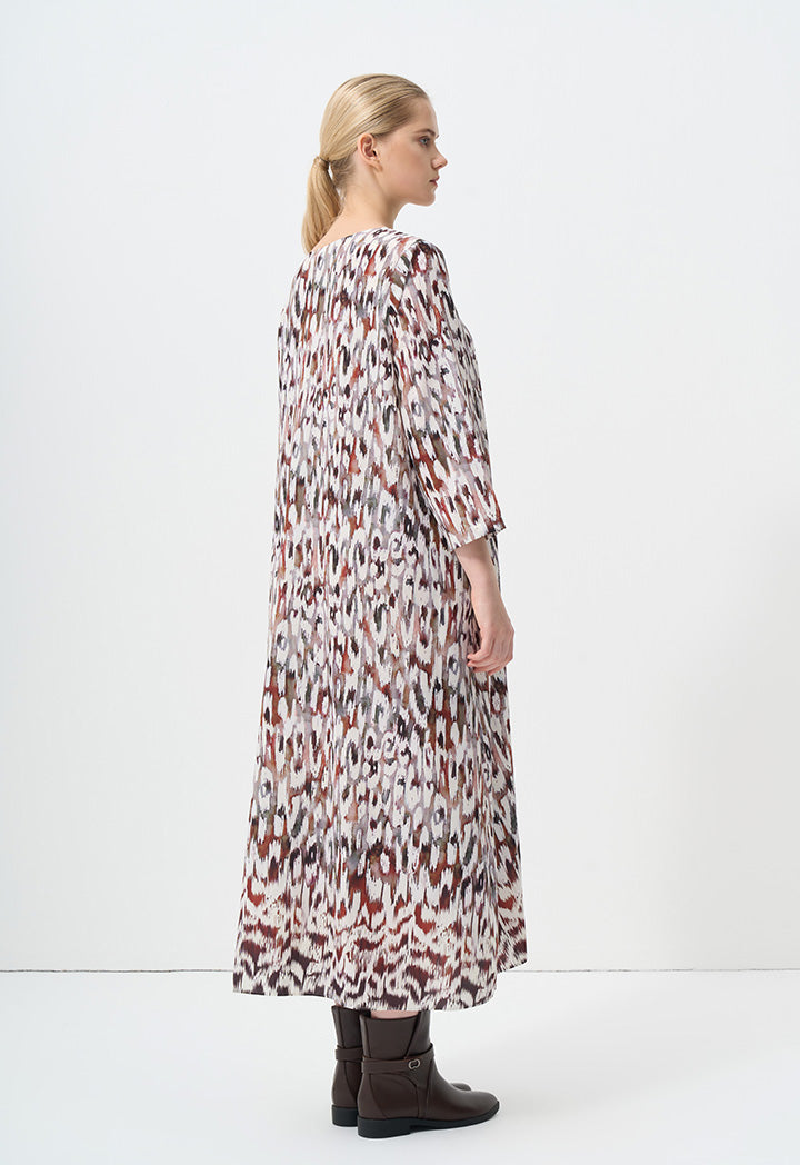 Choice Printed Long Sleeves Dress Multi Color