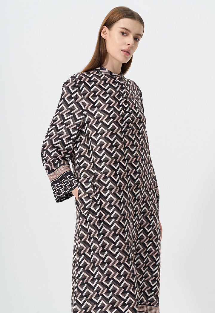 Choice Printed Long Sleeve Maxi Dress Multi Color