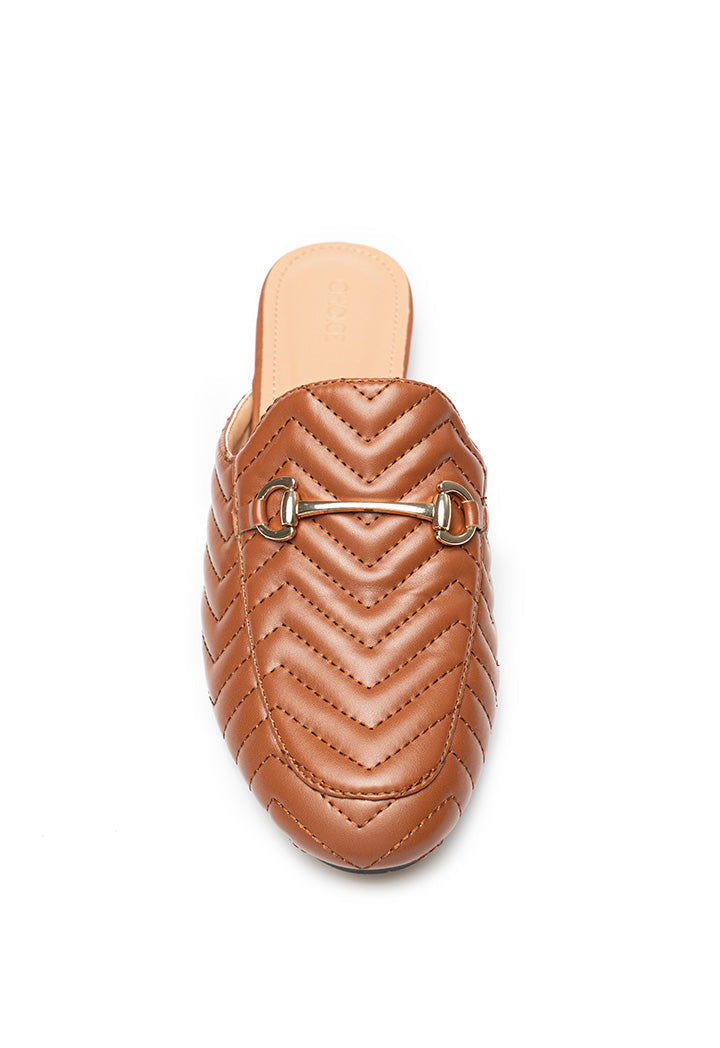 Choice Quilted Mules With Metallic Accessory Brown