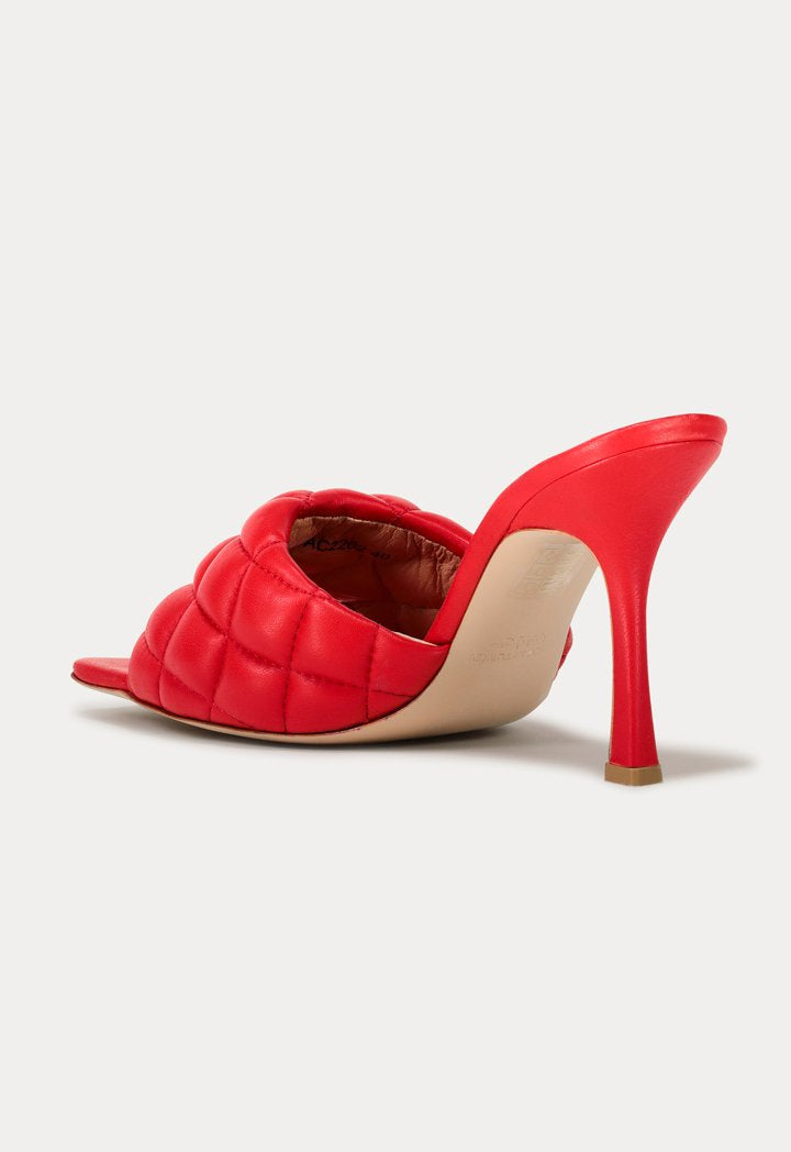 Choice Squared Toe Quilted Mules Red - Wardrobe Fashion