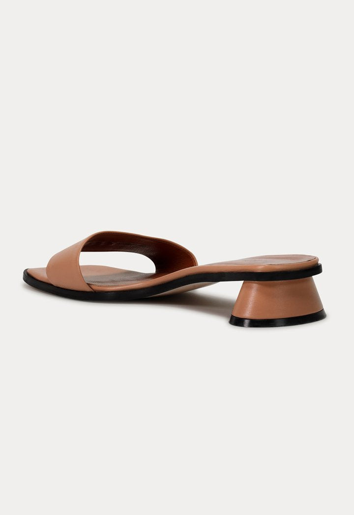 Choice Oval Heel Single Strap Sandals Nude - Wardrobe Fashion