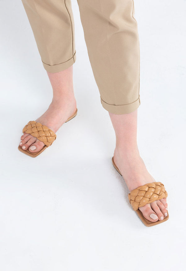 Choice Flat Padded Woven Sandals Nude