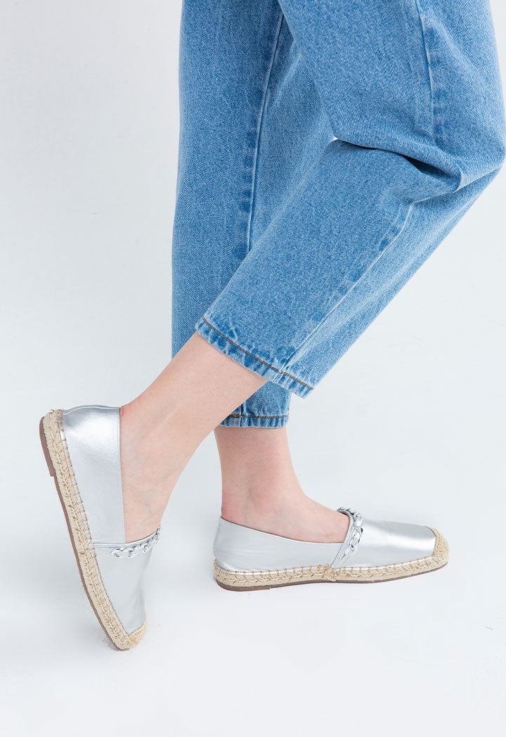 Choice Chain Link Top Strap Mule Espadrille  Silver