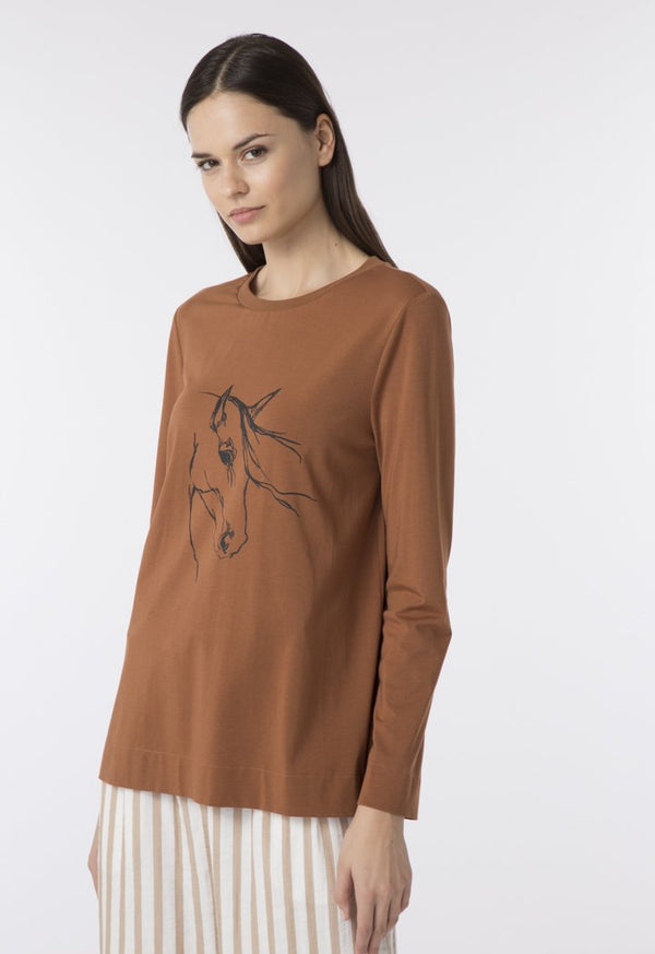 Choice Jersey Full Sleeve Tee With Print Chocolate Brown