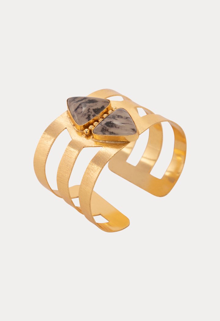 Choice Gold Tone Resin Bead Cuff Bracelet Gold - Wardrobe Fashion