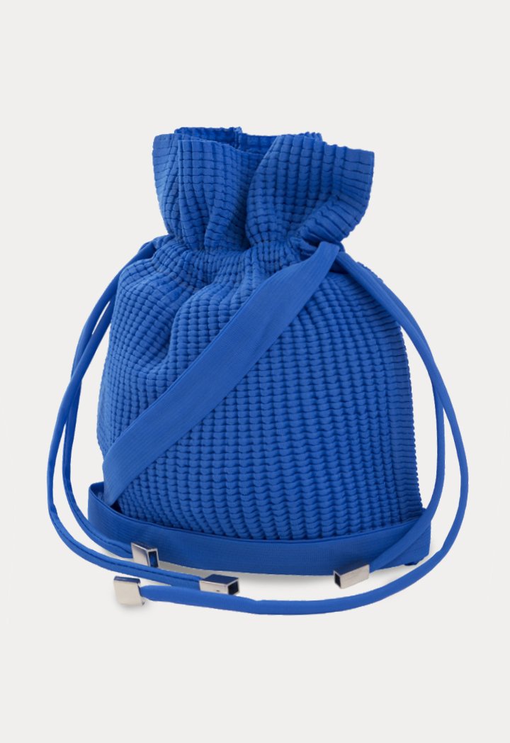 Choice Textured Drawstring Pouch Bag Cobalt - Wardrobe Fashion
