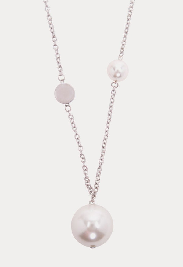 Choice Pearl Charm Chain Necklace Silver - Wardrobe Fashion