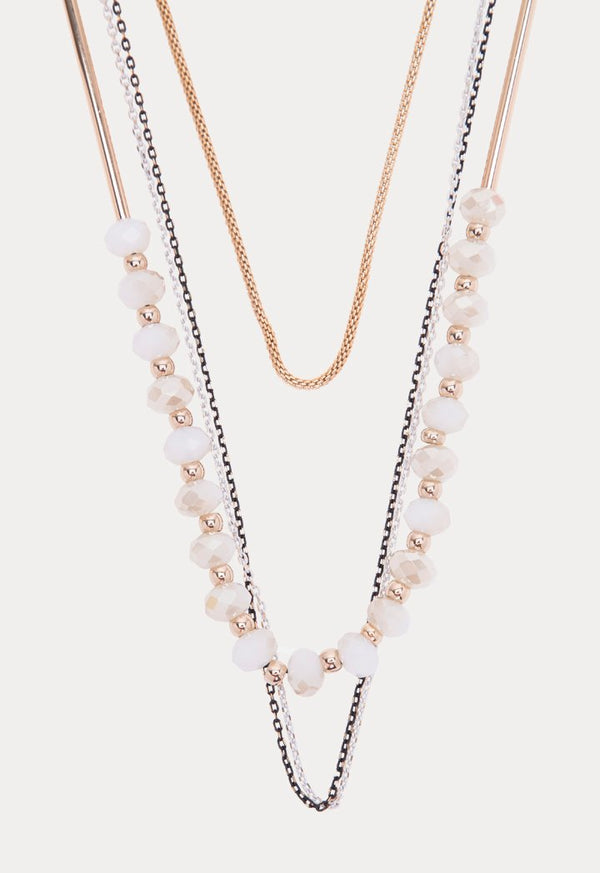 Choice Mixed Multi Chain Necklace Offwhite - Wardrobe Fashion