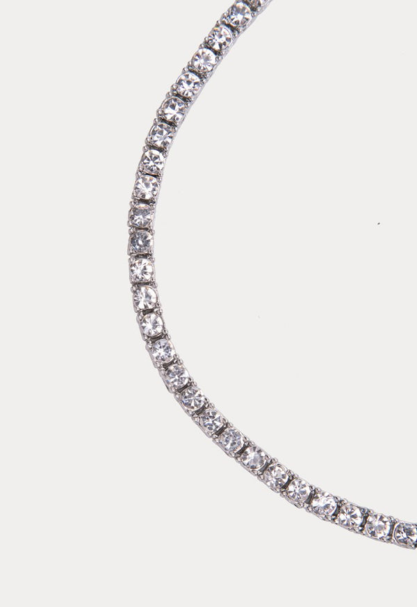 Choice Silver Tone Rhinestone Tennis Necklace Silver - Wardrobe Fashion