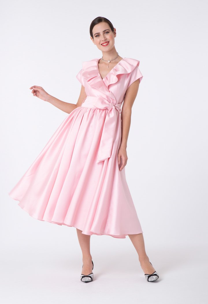 Choice V-Neck Ruffled Dress Blush