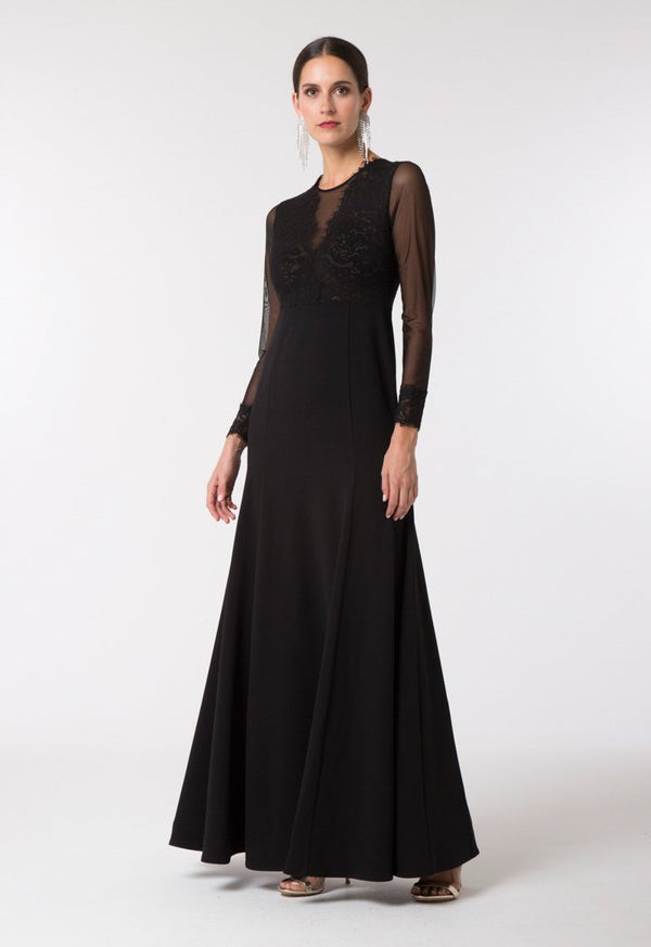 Choice Lace Trim Black Dress Black