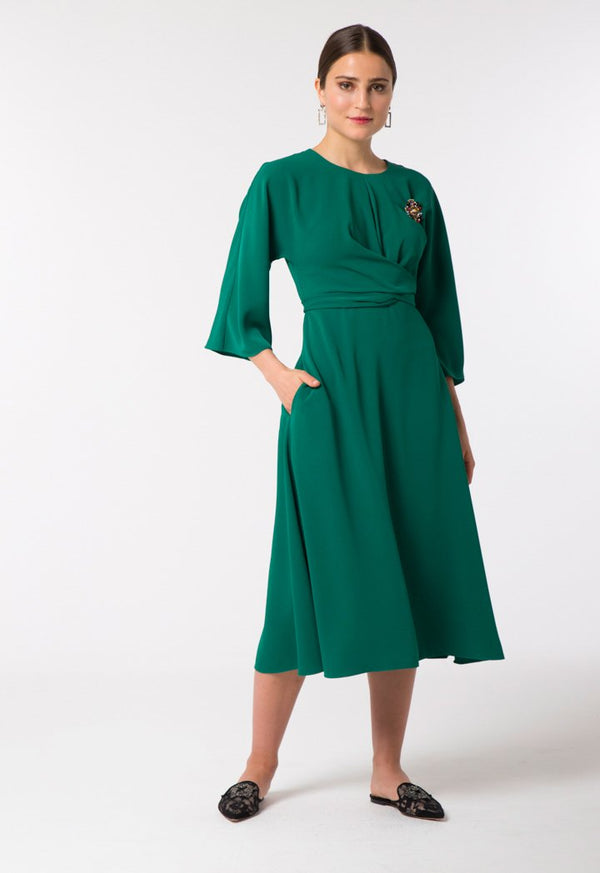 Choice Twisted Waist Dress Pine Green