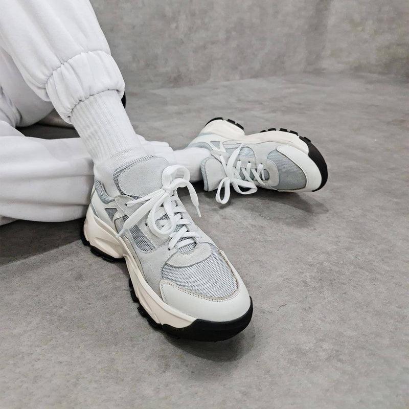 Neslihan Canpolat Genuine  Leather  Mesh Textured Sneaker White